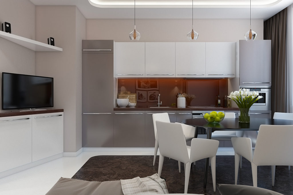 дизайн кухни с холодильником